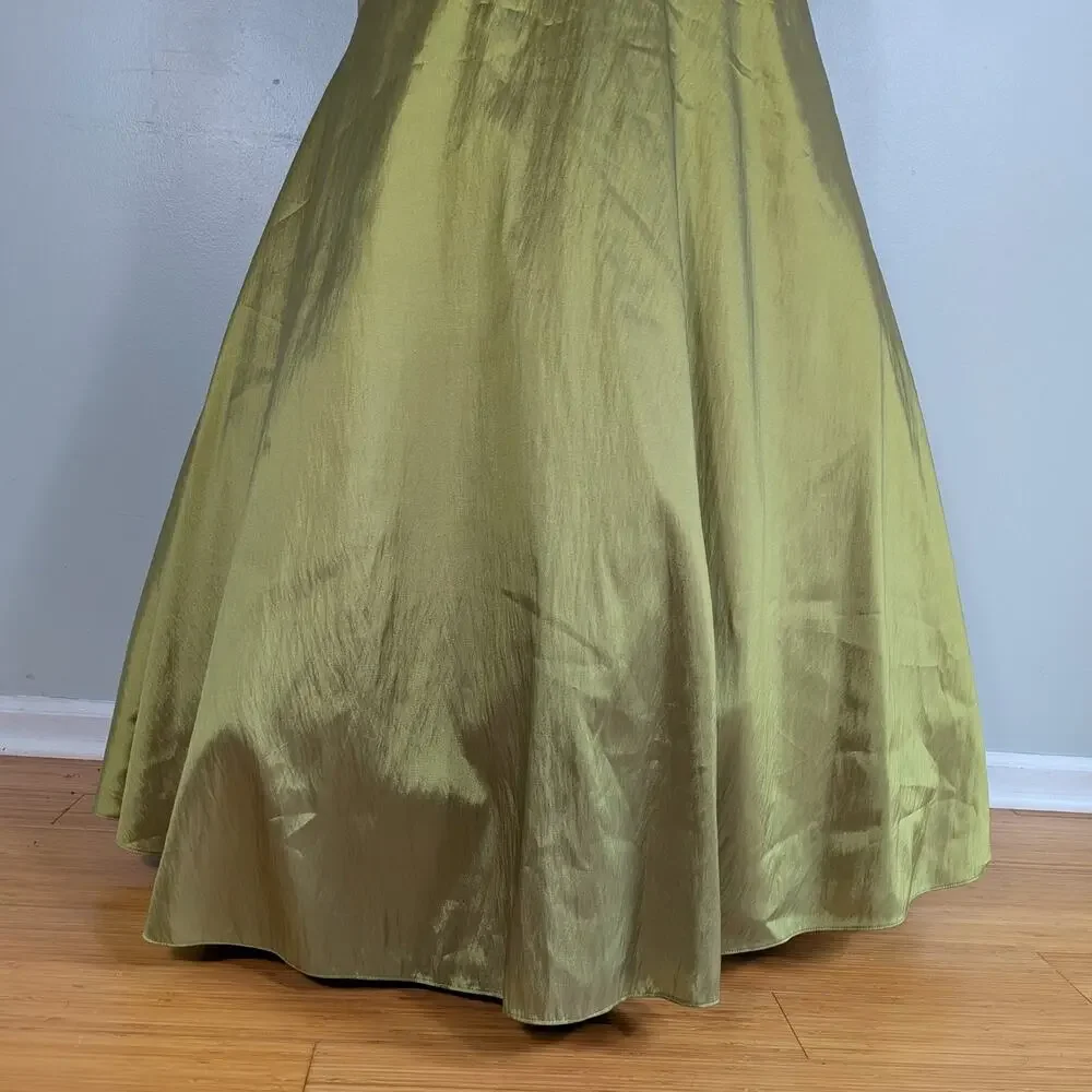 Mori Lee Prom Dress Maxi Gown 10 Green Strapless Corset Mermaid Bead Y2K Olive - Picture 6 of 16